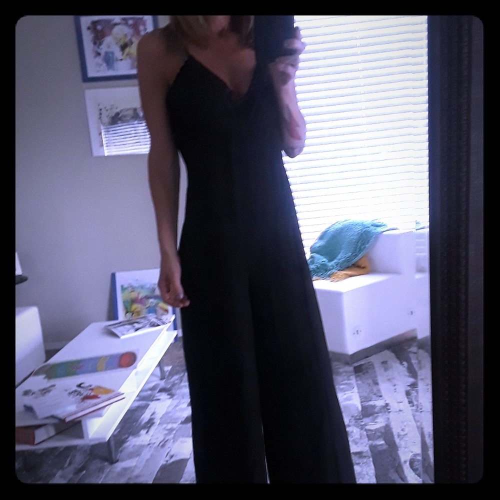 Sheer black wide legged jumper from Nastygal